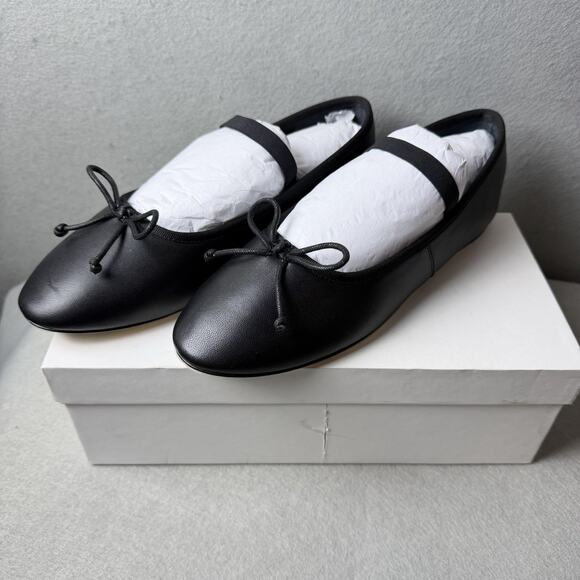 Quince Italian Leather Mary-Jane Ballet Flat Black Shoes Women's US 8 - Picture 2 of 6